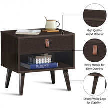 Load image into Gallery viewer, Nightstand Bedroom Table with Drawer Storage Shelf-Brown
