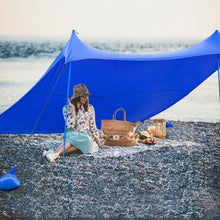 Load image into Gallery viewer, 10&#39; x 9&#39; Family Beach Tent Canopy Sunshade w/ 4 Poles-Blue

