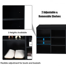 Load image into Gallery viewer, 10-Cube Organizer  Entryway Padded Shoe Storage Bench-Black
