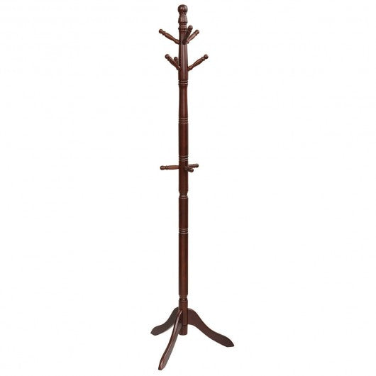 Adjustable Free Standing Wooden Coat Rack-Brown