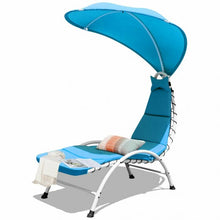 Load image into Gallery viewer, Patio Hanging Swing Hammock Chaise Lounger Chair with Canopy-Blue
