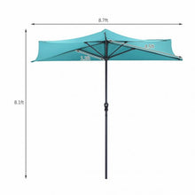 Load image into Gallery viewer, 9Ft Patio Bistro Half Round Umbrella -Turquoise
