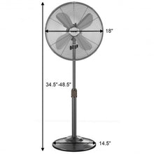 Load image into Gallery viewer, 16&quot; Metal Adjustable Oscillating Pedestal Fan-Black
