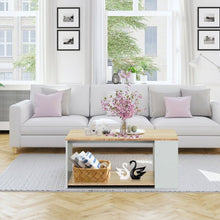 Load image into Gallery viewer, Coffee Table Sofa Side Table with Storage Shelves -Natural
