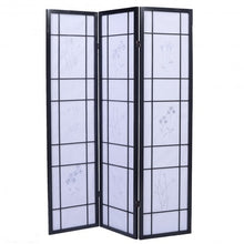 Load image into Gallery viewer, 3 Panels Printing Flower Solid Wood Room Screen-Black
