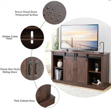 Load image into Gallery viewer, Sliding Barn Door TV Stand with Storage-Brown
