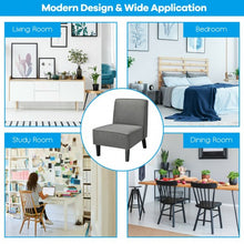 Load image into Gallery viewer, Single Fabric Modern Armless Accent  Sofa Chair with Rubber Wood Legs -Gray
