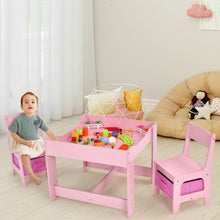 Load image into Gallery viewer, Kids Table Chairs Set With Storage Boxes Blackboard Whiteboard Drawing-Pink
