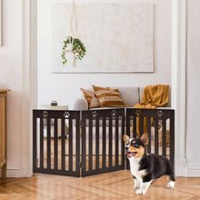 Load image into Gallery viewer, 24&quot; Folding Wooden Freestanding Dog Gate w/360° Flexible Hinge for Pet-Espresso
