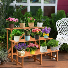 Load image into Gallery viewer, 3-Tier Wide Wood Flower Pot Step Ladder Plant Stand
