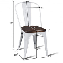 Load image into Gallery viewer, 4 pcs Tolix Style Metal Dining Side Chair Stackable Wood Seat-White
