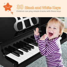 Load image into Gallery viewer, 30-Key Wood Toy Kids Grand Piano with Bench &amp; Music Rack-Black
