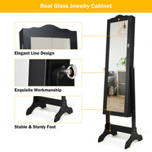 Load image into Gallery viewer, Mirrored Lockable Jewelry Cabinet Armoire Organizer Storage Box-Black
