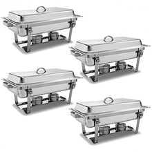 Load image into Gallery viewer, 4-Pack of Full Size Tray 8 Quart Stainless Steel Chafer for Buffet
