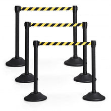 Load image into Gallery viewer, 6 Pcs Stanchion Post Crowd Control Barriers Queue Pole w/Retractable Belt-Yellow
