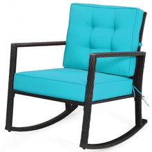 Load image into Gallery viewer, Patio Rattan Rocker Outdoor Glider Rocking Chair Cushion Lawn-Turquoise
