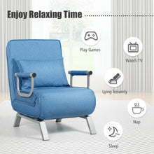 Load image into Gallery viewer, Folding 5 Position Convertible Sleeper Bed Armchair Lounge Couch w/Pillow-Blue
