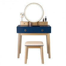 Load image into Gallery viewer, Makeup Vanity Table Set 3 Color Lighting Dressing Table-Navy
