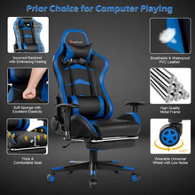 Load image into Gallery viewer, Massage Gaming Chair with Footrest-Blue
