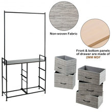 Load image into Gallery viewer, 5 Drawers Fabric Dresser with Hanger Metal Top Storage Closet Organizer

