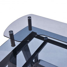 Load image into Gallery viewer, Glass Top Computer Desk with Printer Shelf
