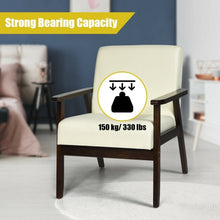 Load image into Gallery viewer, Solid Rubber Wood Fabric Accent Armchair-Beige
