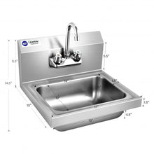 Load image into Gallery viewer, Stainless Steel Sink NSF Wall Mount Hand Washing Sink w/ Faucet and Back Splash
