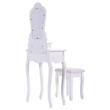 Load image into Gallery viewer, Compact Vanity Makeup Dressing Table Stool Set White
