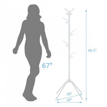 Load image into Gallery viewer, Stand Hat Coat Metal Rack with Folding Base-White
