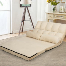 Load image into Gallery viewer, Foldable Floor 6-Position Adjustable Lounge Couch-Beige
