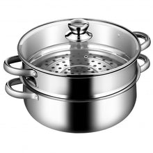 Load image into Gallery viewer, 9.5 QT 2 Tier Stainless Steel Steamer Cookware Boiler
