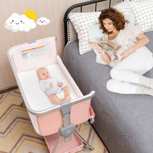 Load image into Gallery viewer, Baby Bed Side Crib Portable Adjustable Infant Travel Sleeper Bassinet-Pink
