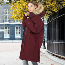 Load image into Gallery viewer, Women&#39;s Hooded Long Down Coat with Faux-fur Trim-Red-XXL
