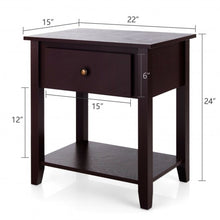 Load image into Gallery viewer, Nightstand with Drawer and Storage Shelf for Bedroom Living Room-Espresso
