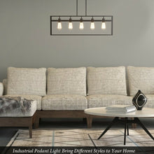 Load image into Gallery viewer, 5-Lights Pendant Lamp with Iron Square Lamp Shade
