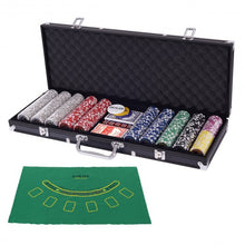 Load image into Gallery viewer, Texas Holdem Cards with 500 Jetton and Dice in Aluminum Case-Black
