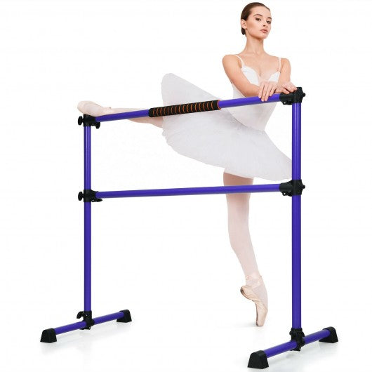 4 ft Portable Ballet Freestanding Adjustable Double Dance Bar-Purple