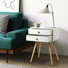 Load image into Gallery viewer, Mid Century Modern 2 Drawers Nightstand in Natural-White
