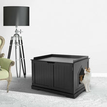 Load image into Gallery viewer, Cat Litter Box Wooden Enclosure Pet House Sidetable Washroom-Black
