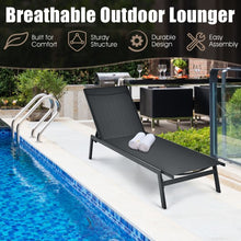 Load image into Gallery viewer, Outdoor Reclining Chaise Lounge Chair with 6-Position Adjustable Back-Black

