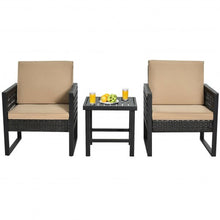 Load image into Gallery viewer, 3Pcs Patio Rattan Bistro Cushioned Furniture Set
