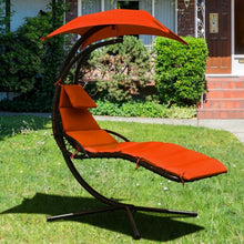 Load image into Gallery viewer, Hanging Stand Chaise Lounger Swing Chair w/ Pillow-Orange
