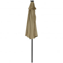 Load image into Gallery viewer, 9 Ft and 32 LED Lighted Solar Patio Market Umbrella Shelter with Tilt and Crank-Tan
