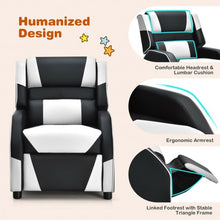 Load image into Gallery viewer, Kids Youth PU Leather Gaming Sofa Recliner with Headrest and Footrest-White
