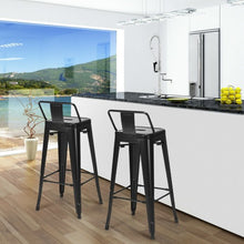 Load image into Gallery viewer, 30" Set of 4 Metal Height Barstools with Low Back-Black
