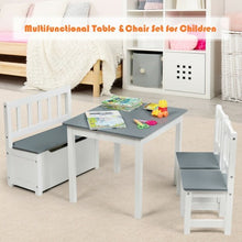 Load image into Gallery viewer, 4 PCS Kids Wood Table Chairs Set -Gray
