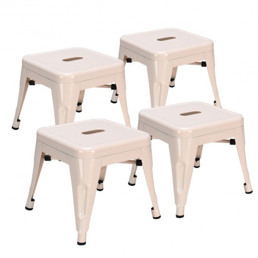 Set of 4 Lightweight  Stackable Metal Tolix Kids Stool-Natural