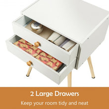 Load image into Gallery viewer, Mid Century Modern 2 Drawers Nightstand in Natural-White
