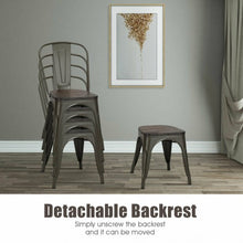 Load image into Gallery viewer, 4 pcs Tolix Style Metal Dining Side Chair Stackable Wood Seat-Black
