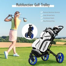 Load image into Gallery viewer, Folding Golf Push Cart with Scoreboard Adjustable Handle Swivel Wheel-Blue
